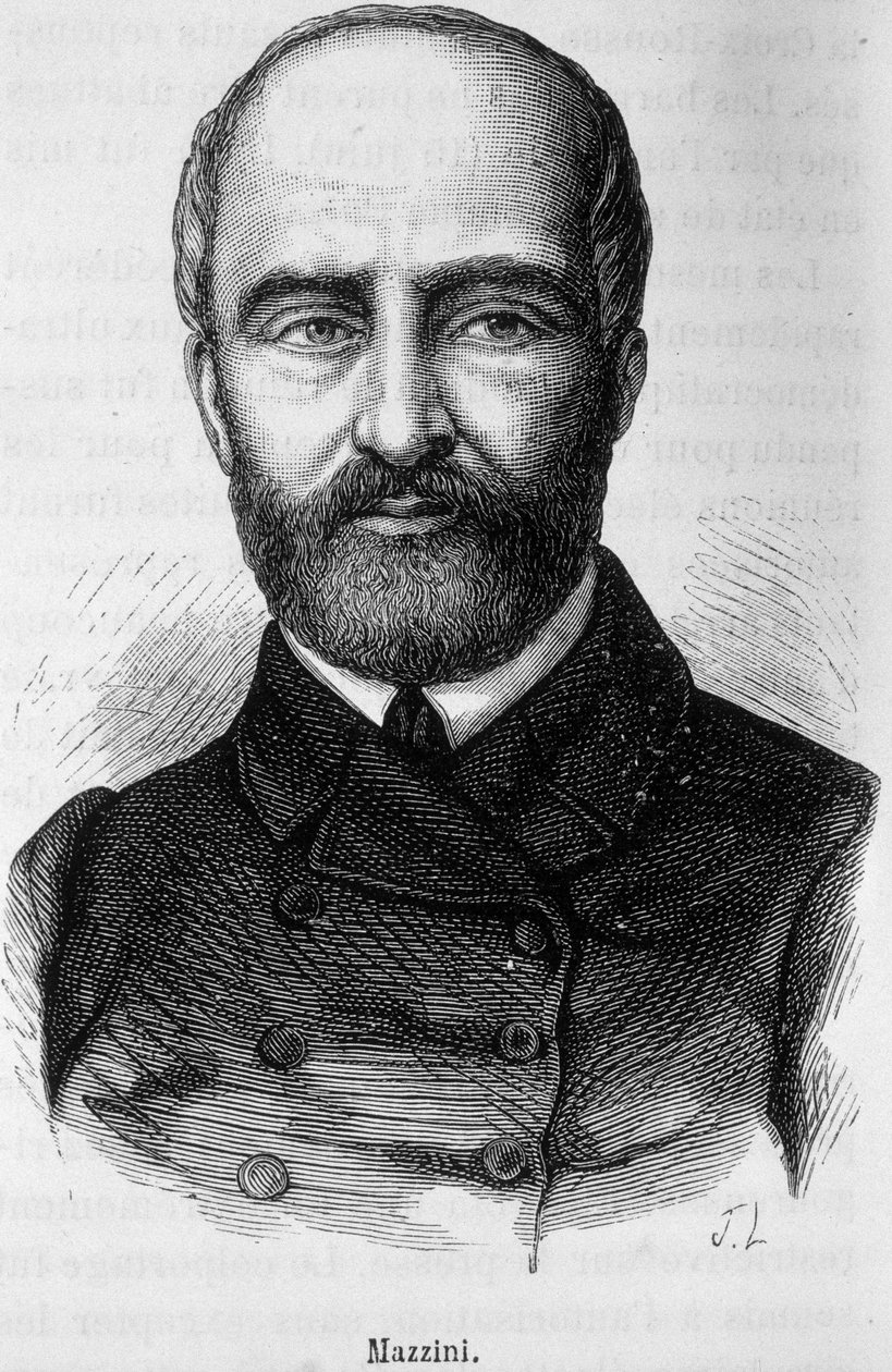 Portret van Giuseppe Mazzini, Italiaanse patriot en revolutionair (1805 of 1808 - 1872) door Unknown artist