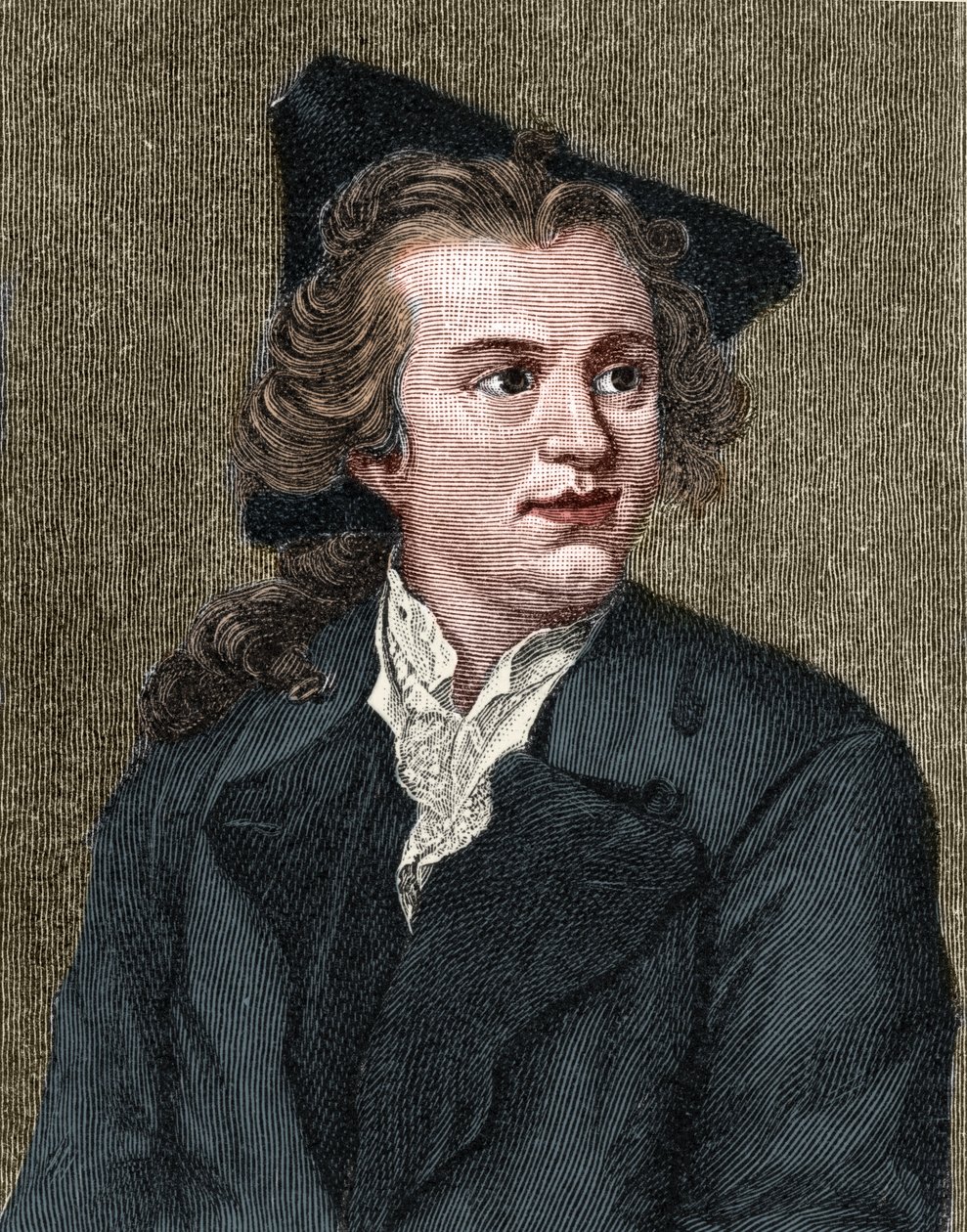 Portret van Gotthold Ephraim Lessing (1729-1781) Duitse schrijver en toneelschrijver door Unknown artist