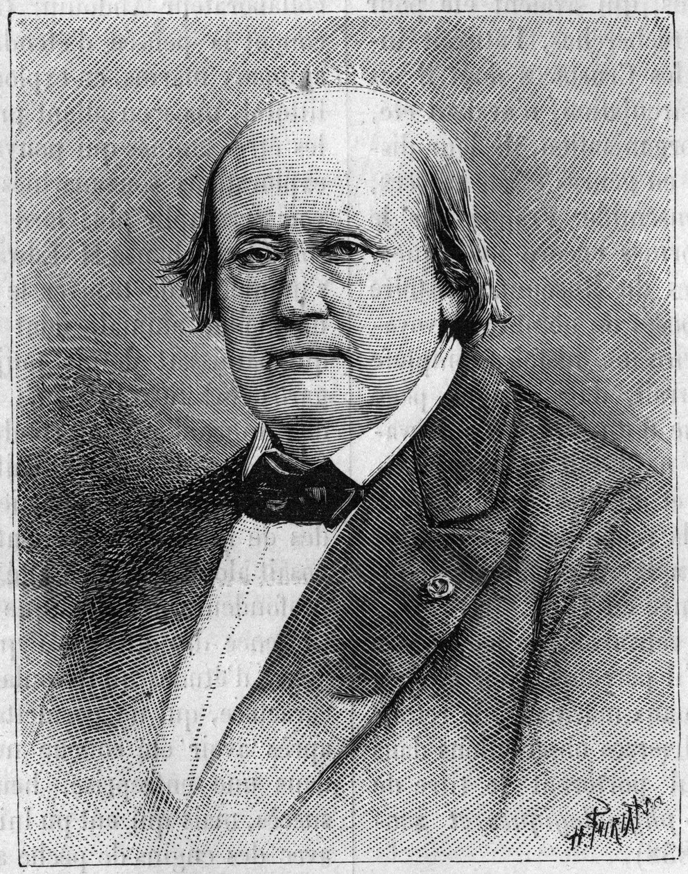 Portret van Henri Milne Edwards (1800-1885), Franse natuuronderzoeker. (Van een foto). Gravure in 
