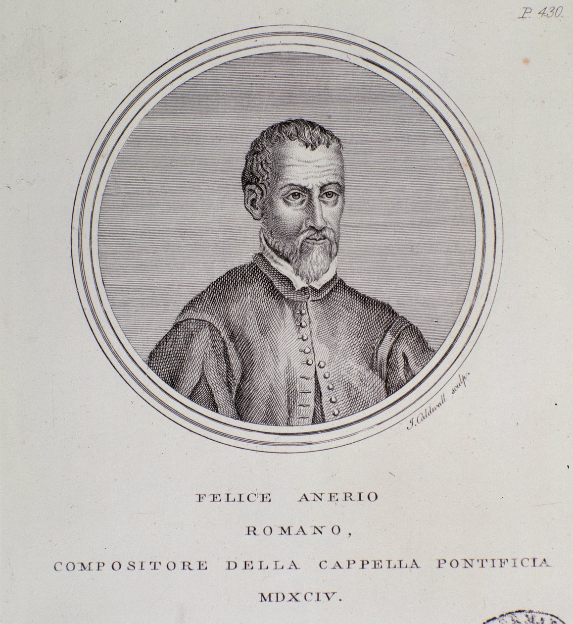 Portret van Italiaanse componist Felice Anerio door Unknown artist