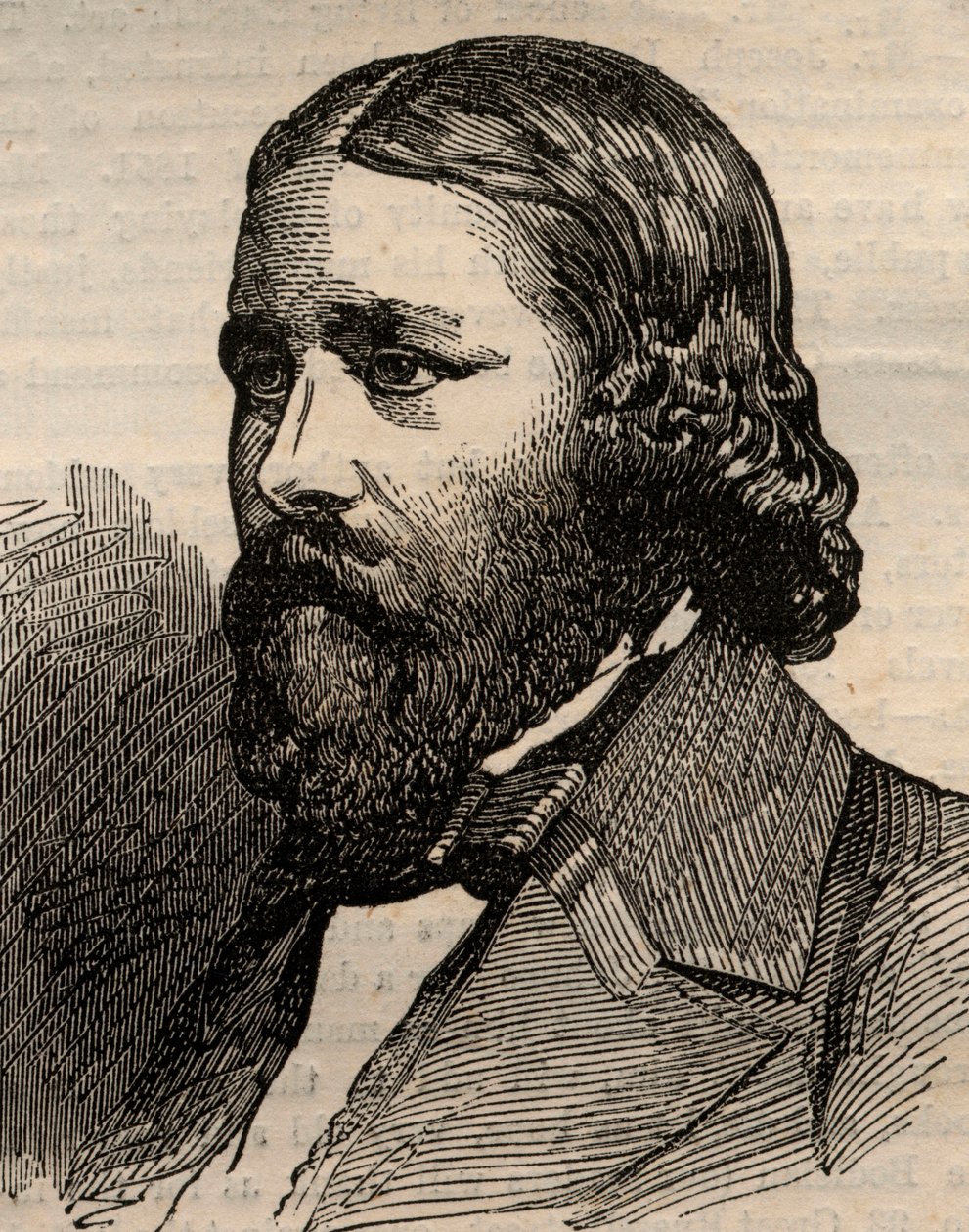 Portret van James Russell Lowell (1819-1891), Amerikaanse dichter. Gravure in 