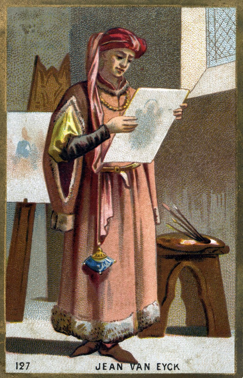 Portret van Jan Van Eyck (1390 -1441) Vlaamse schilder - hoofddeksel van een liripipion door Unknown artist