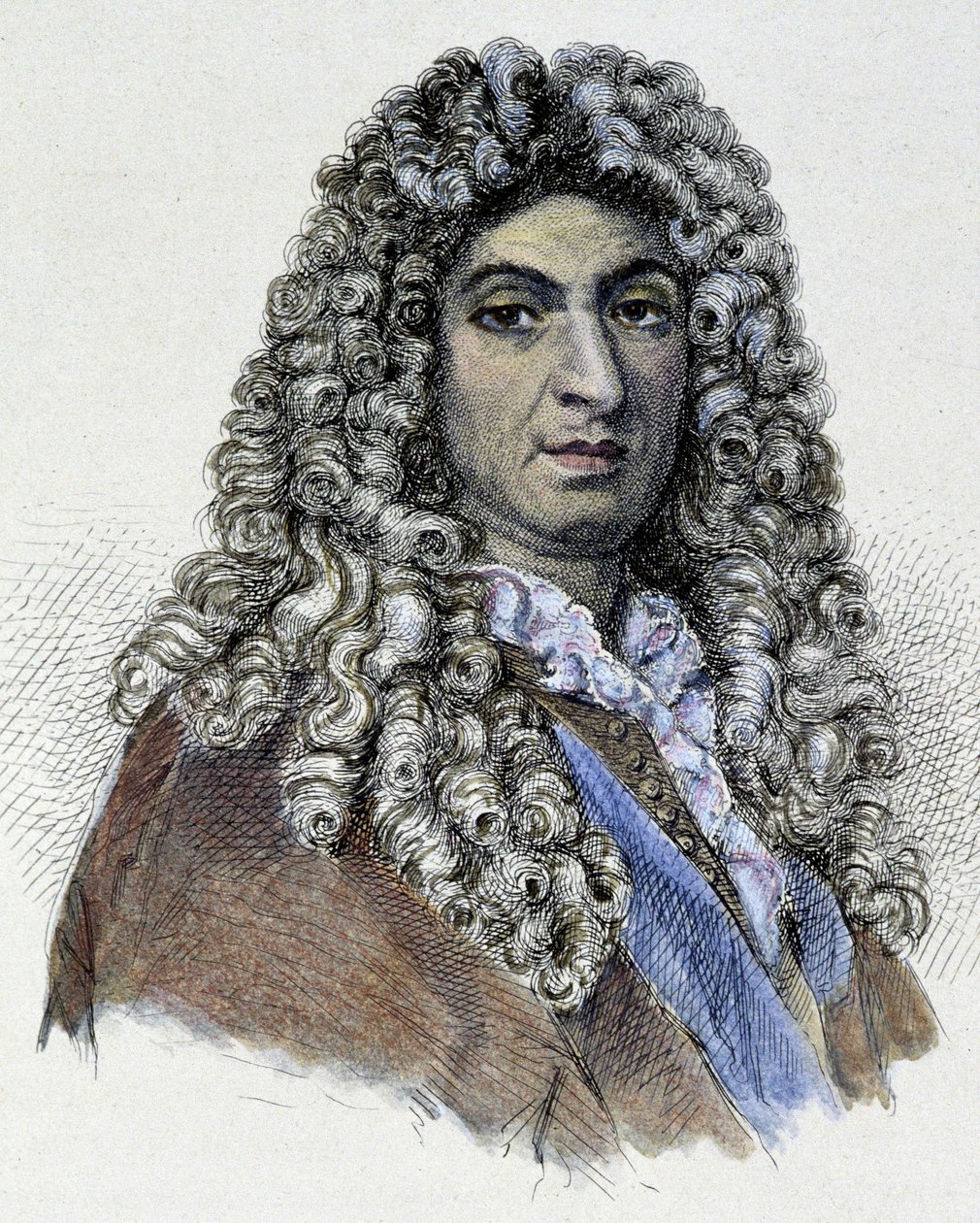 Portret van Jean Baptiste Lully (Giovanni Battista Lulli) (1632-1687) - gravure door Unknown artist