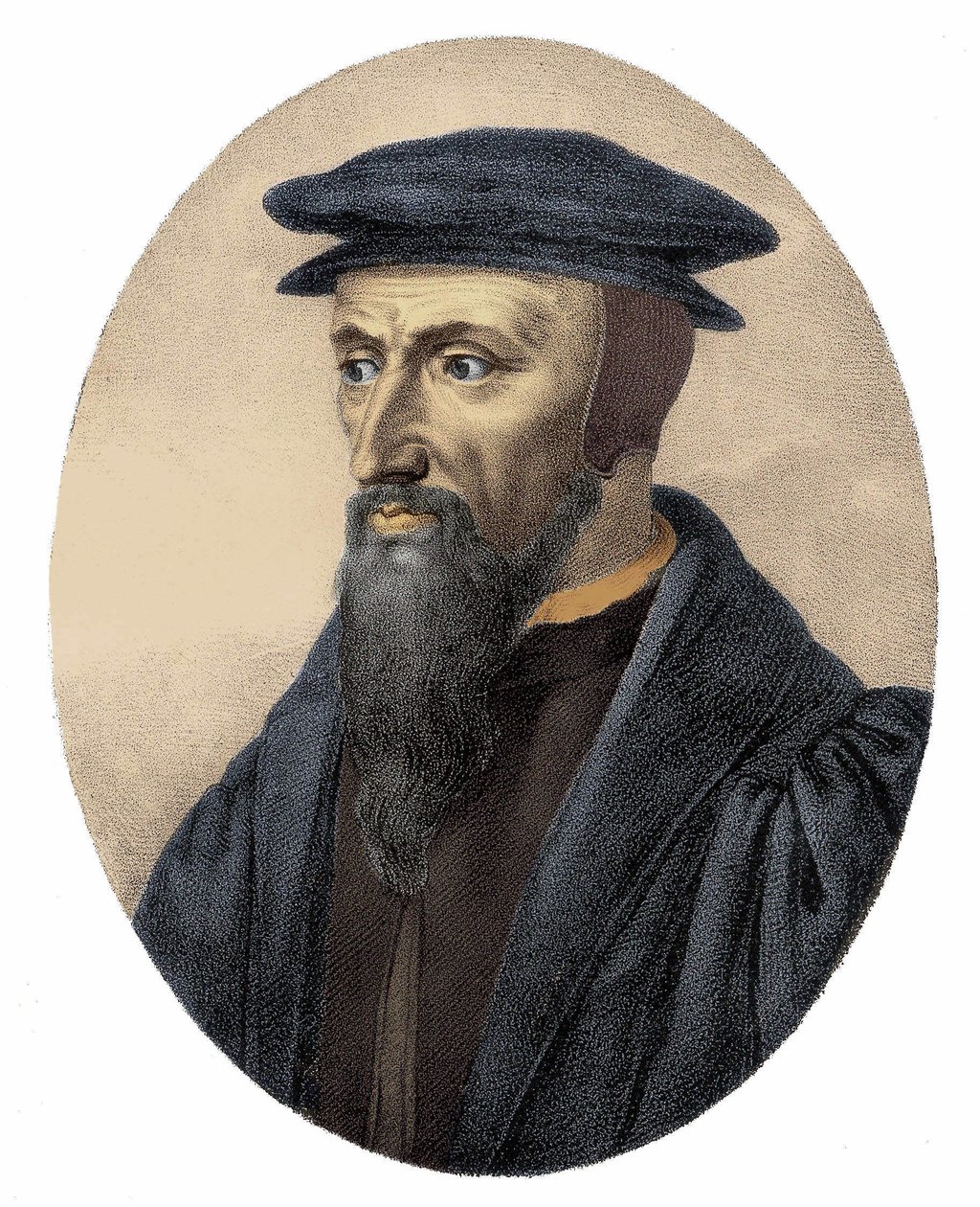 Portret van Jean Calvin (1509-1564) - gravure door Unknown artist