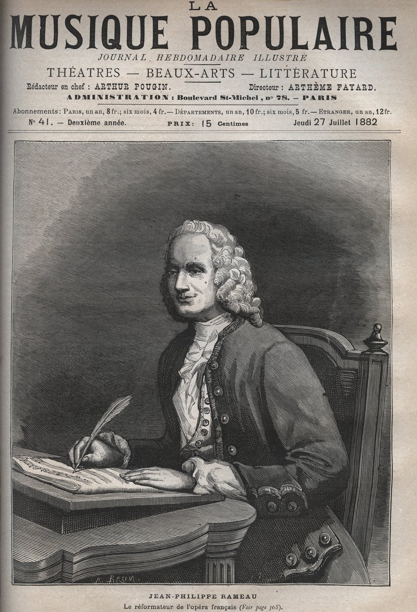 Portret van Jean Philippe Rameau (1683-1764) - Portret van Jean-Philippe Rameau (1683-1764), Franse componist - gravure in 