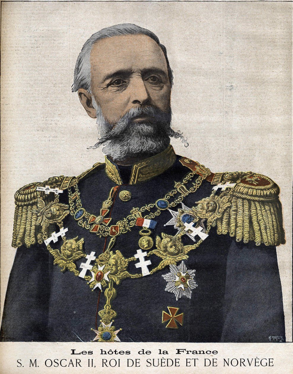 Portret van Koning Oscar II. Koning van Zweden en Noorwegen. 1829-1907. door Unknown artist