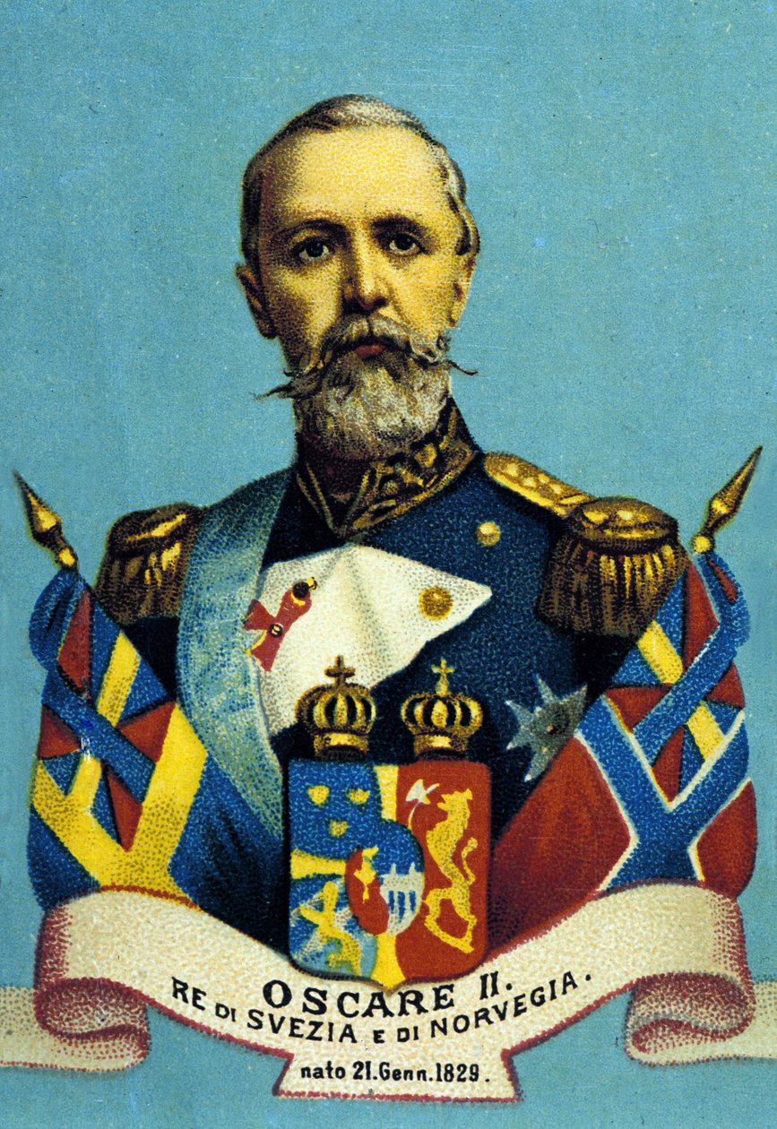 Portret van koning Oscar II. Koning van Zweden en Noorwegen. 1829-1907. door Unknown artist