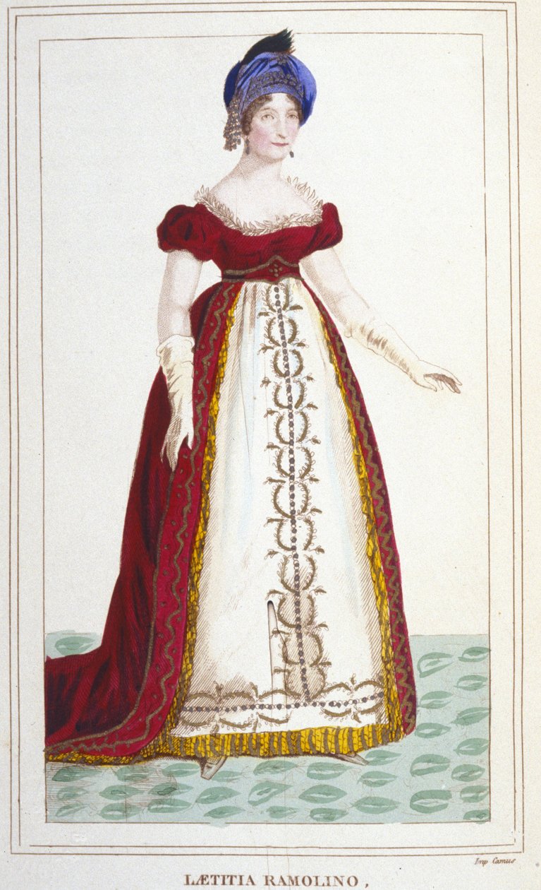 Portret van Laetitia Bonaparte (Letizia Maria Ramolino) (1750-1836), moeder van Napoleon I, gravure uit 1830 door Unknown artist