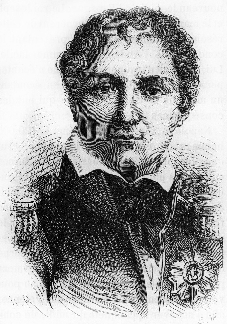 Portret van Laurent Gouvion Saint Cyr (1764 - 1830). Gravure van het einde van de 19e eeuw in 