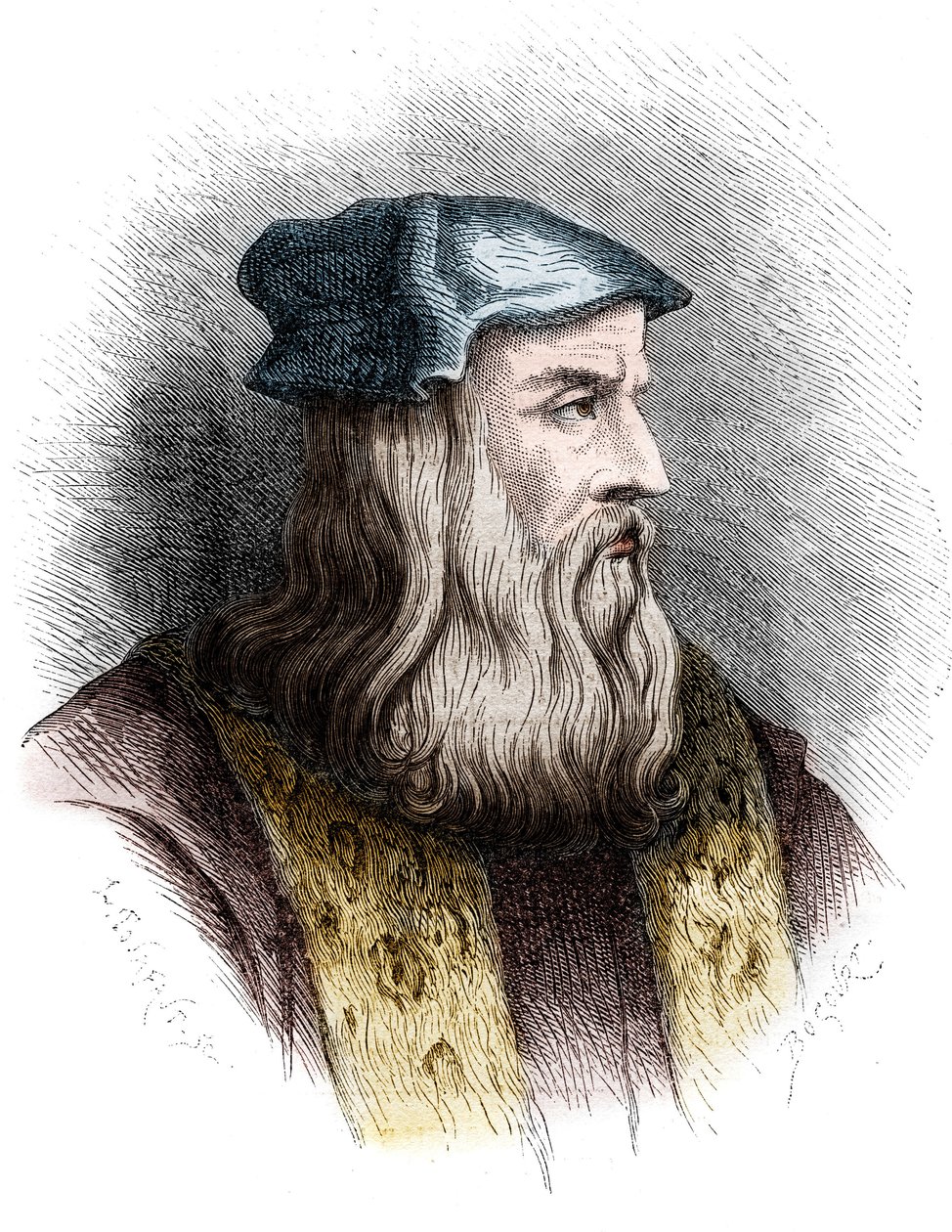 Portret van Leonardo da Vinci (1452-1519), Italiaanse schilder. door Unknown artist