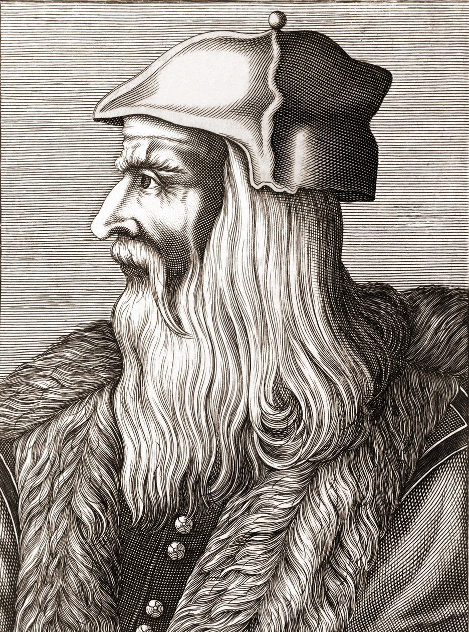 Portret van Leonardo da Vinci (1452 - 1519) door Unknown artist