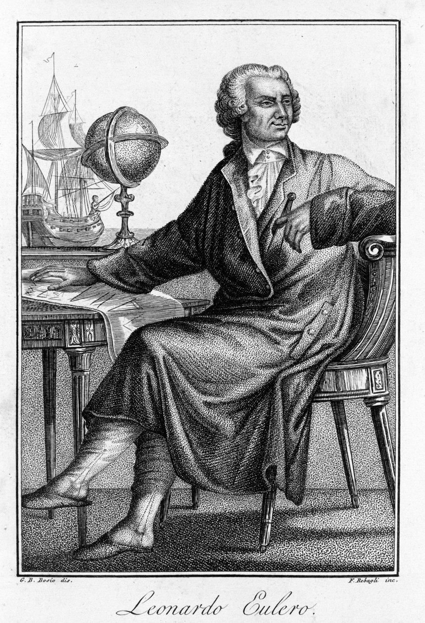 Portret van Leonhard Euler (1707 - 1783), Zwitsers wiskundige. door Unknown artist