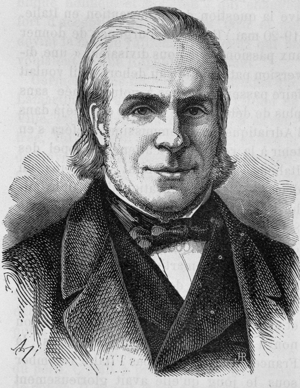 Portret van Louis Antoine Garnier-Pages (1803 - 1878). Gravure uit het einde van de 19e eeuw in 