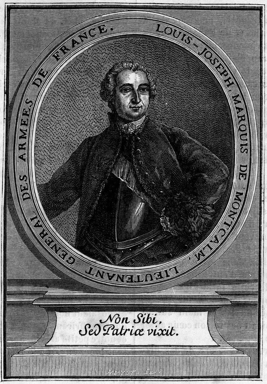 Portret van Louis Joseph Marquis de Montcalm (1712-1759) luitenant-generaal van de legers van Frankrijk, beroemd om zijn verovering van Quebec door Unknown artist