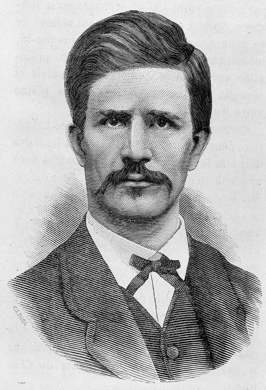 Portret van Louis Rossel (1844 - 1871). Gravure uit het einde van de 19e eeuw in 