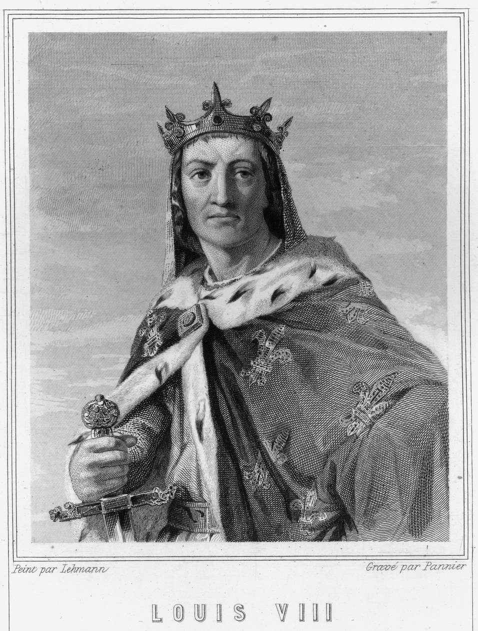 Portret van Lodewijk VIII (1187-1226), Koning van Frankrijk - in "Histoire des Français" door Lavallée, gravure, sd. door Unknown artist