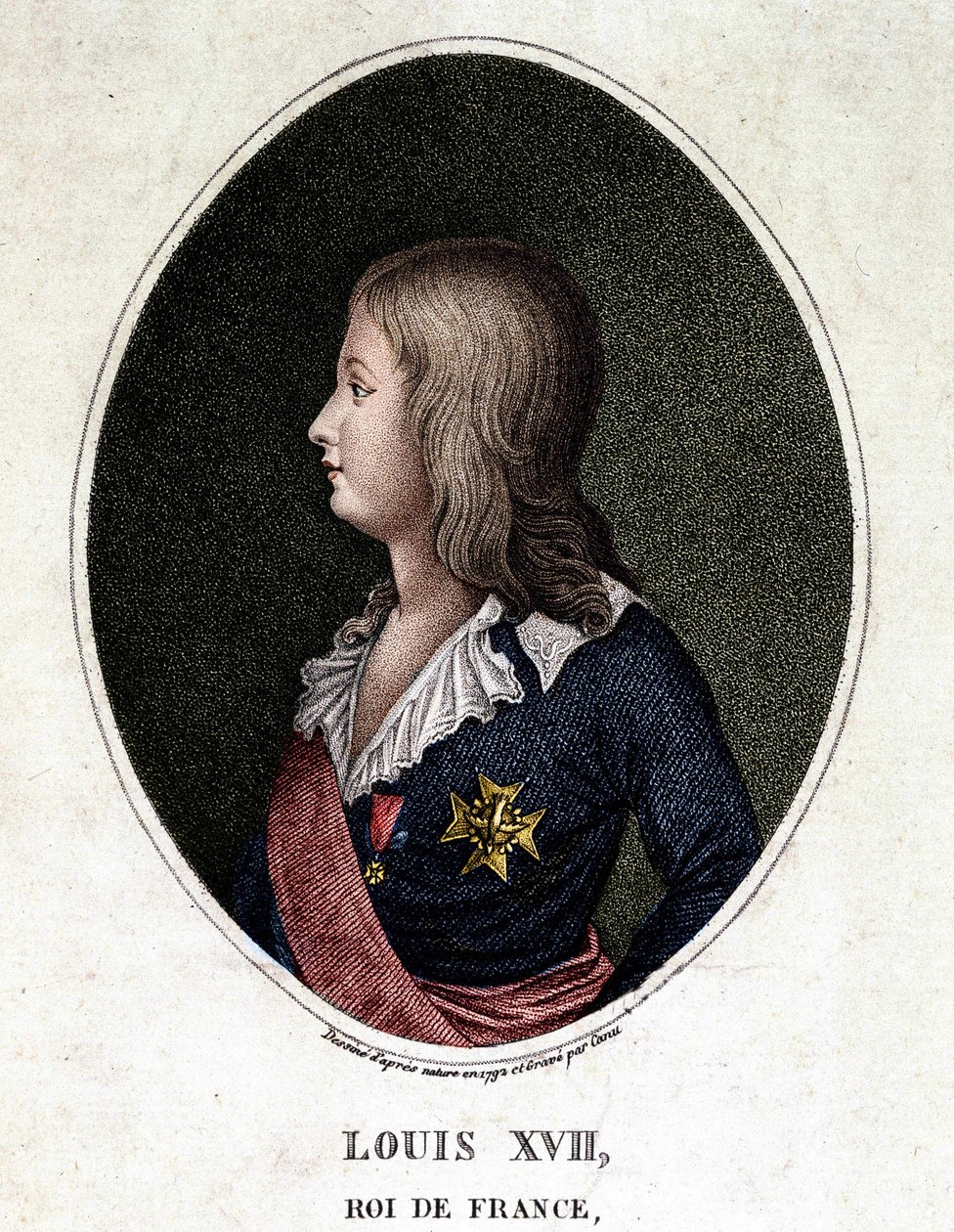 Portret van Lodewijk XVII, dauphin van Frankrijk - gravure van de 19e eeuw door Unknown artist