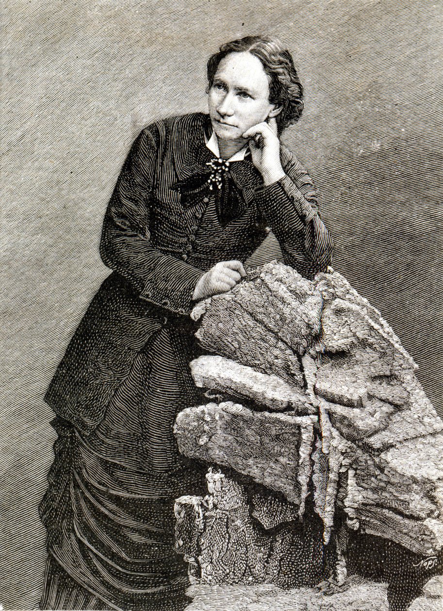 Portret van Louise Michel (1830 - 1905) tijdens haar deportatie naar Nouméa, Nieuw-Caledonië. 1873-1880. Gravure door Unknown artist