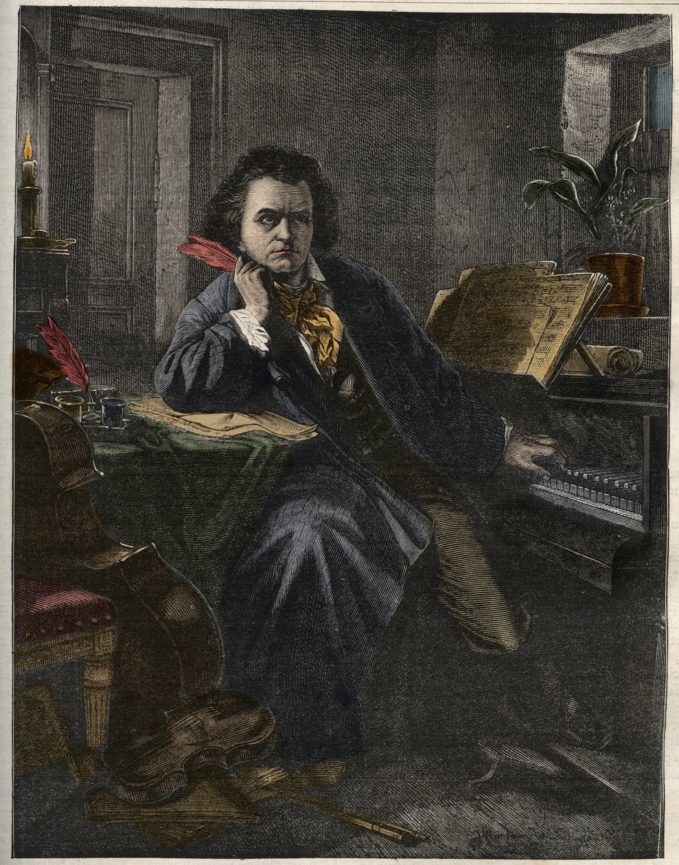 Portret van Ludwig van Beethoven (1770-1827), Duitse componist en pianist door Unknown artist