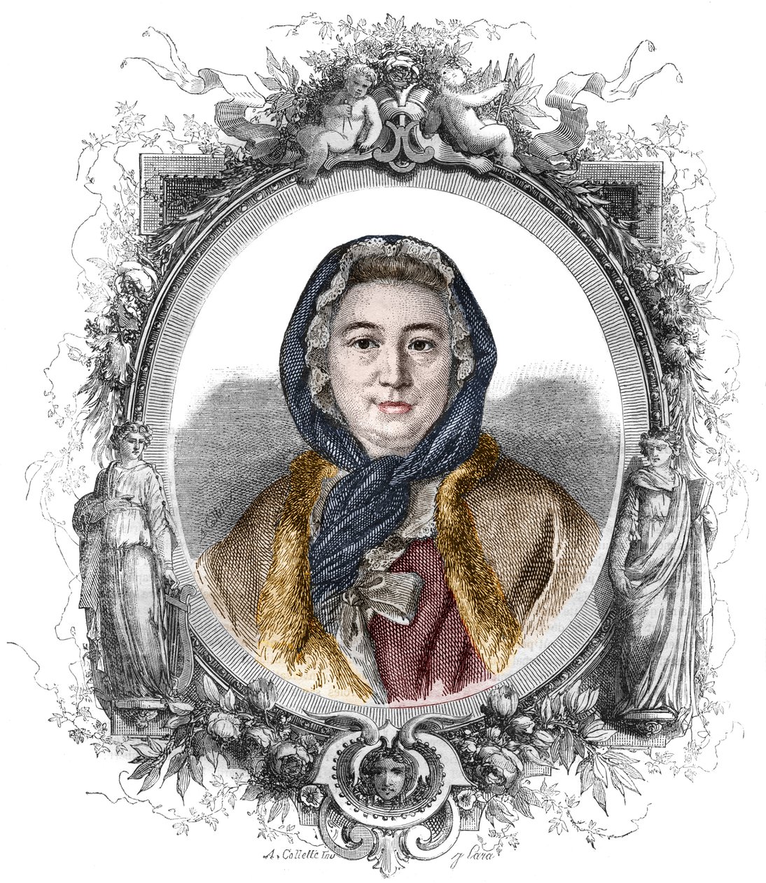 Portret van Madame Geoffrin, geboren Marie Therese Rodet (1699-1777) - Gravure uit 1858 door Unknown artist