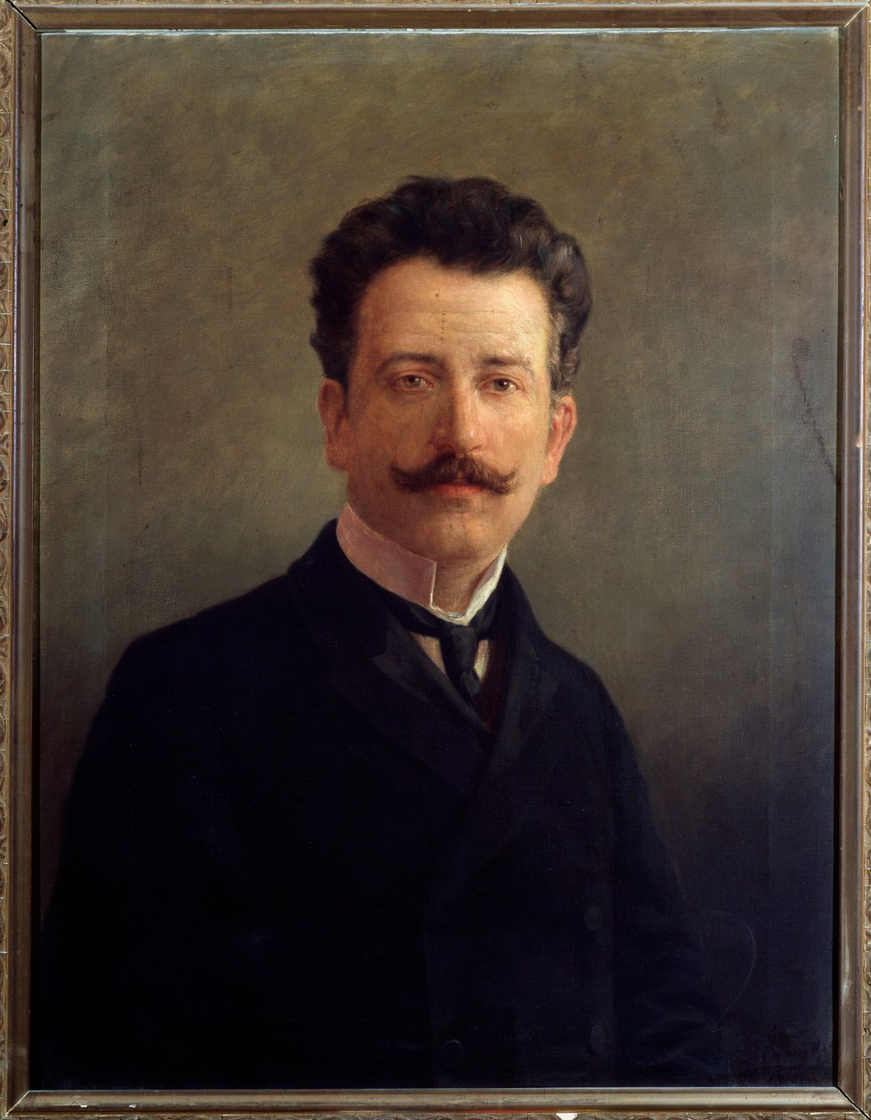 Portret van Marco Enrico Bossi, Italiaans componist en organist. ca.1900 (schilderij) door Unknown Artist