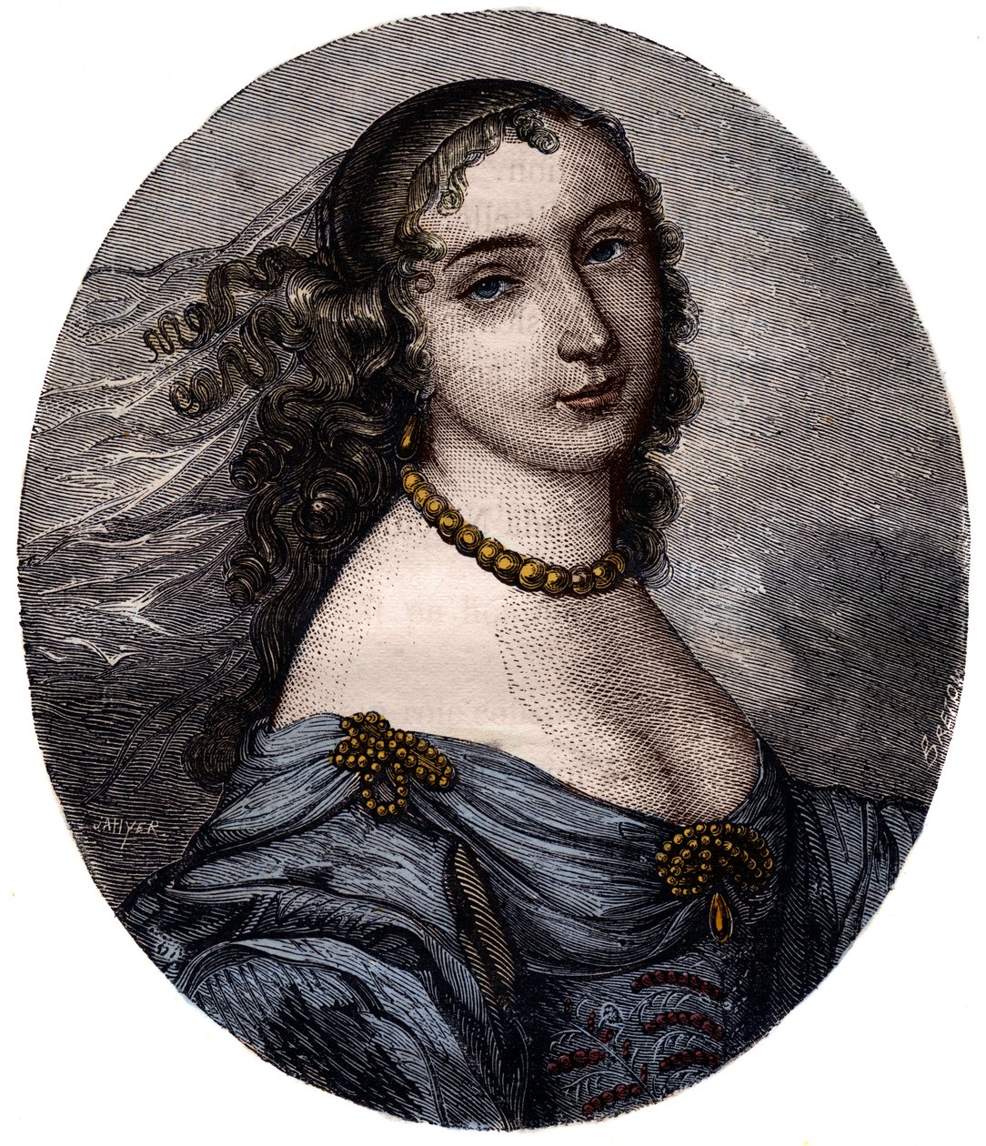 Portret van Marguerite Hessein, Madame de la Sabliere (1636-1693) Franse Salonniere. Gravure uit de 19e eeuw door Unknown artist