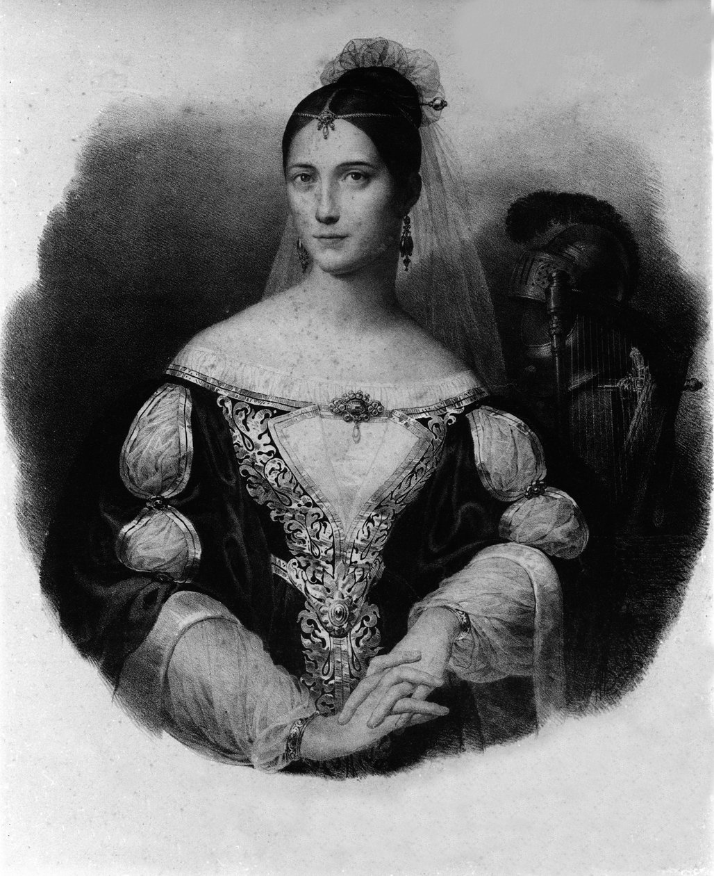 Portret van Maria Garcia bekend als de Malibran (1808-1836) zangeres. door Unknown artist