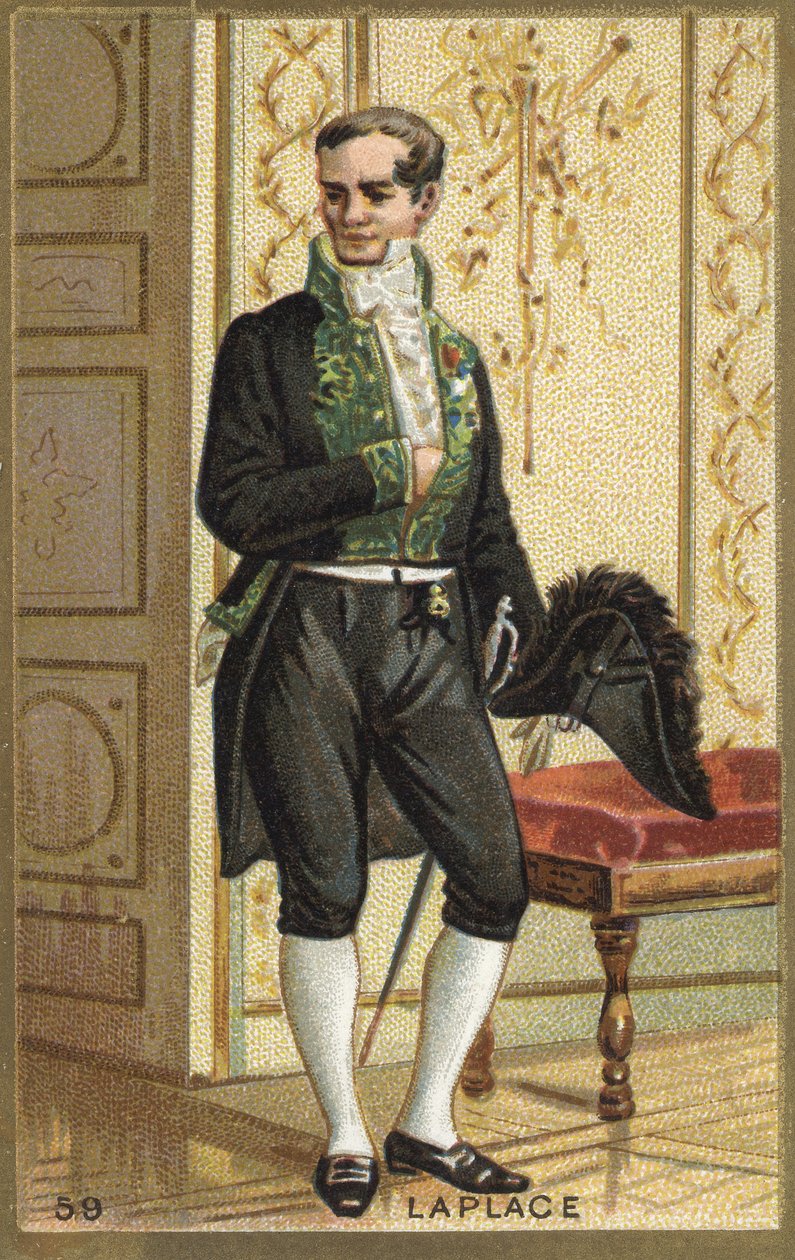 Portret van Markies Pierre Simon de Laplace (1749-1827), Franse astronoom, wiskundige en natuurkundige. Chromolithografie van de 19e eeuw. door Unknown artist