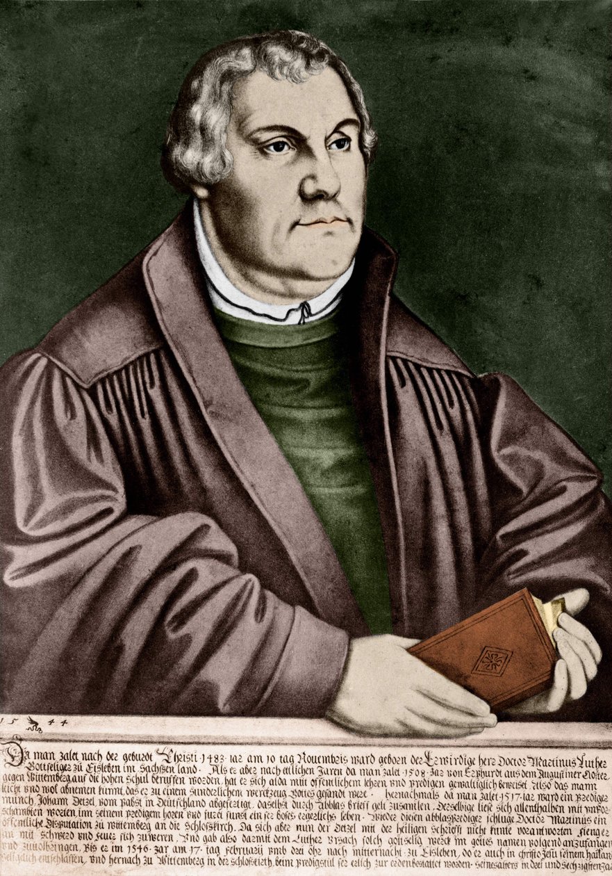Portret van Martin Luther (1483-1546) - Gravure 1544. door Unknown artist