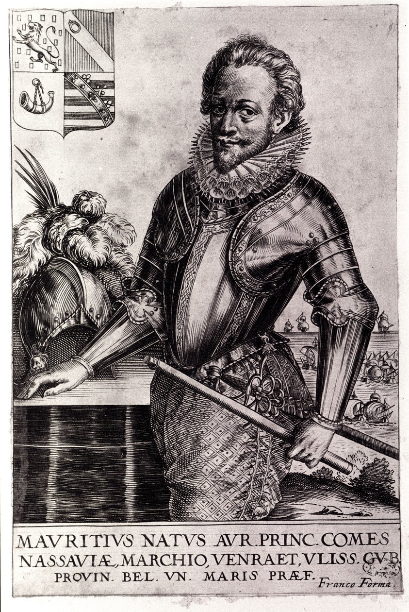 Portret van Maurits van Nassau, Prins van Oranje (geboren in Dillenburg) door Unknown artist