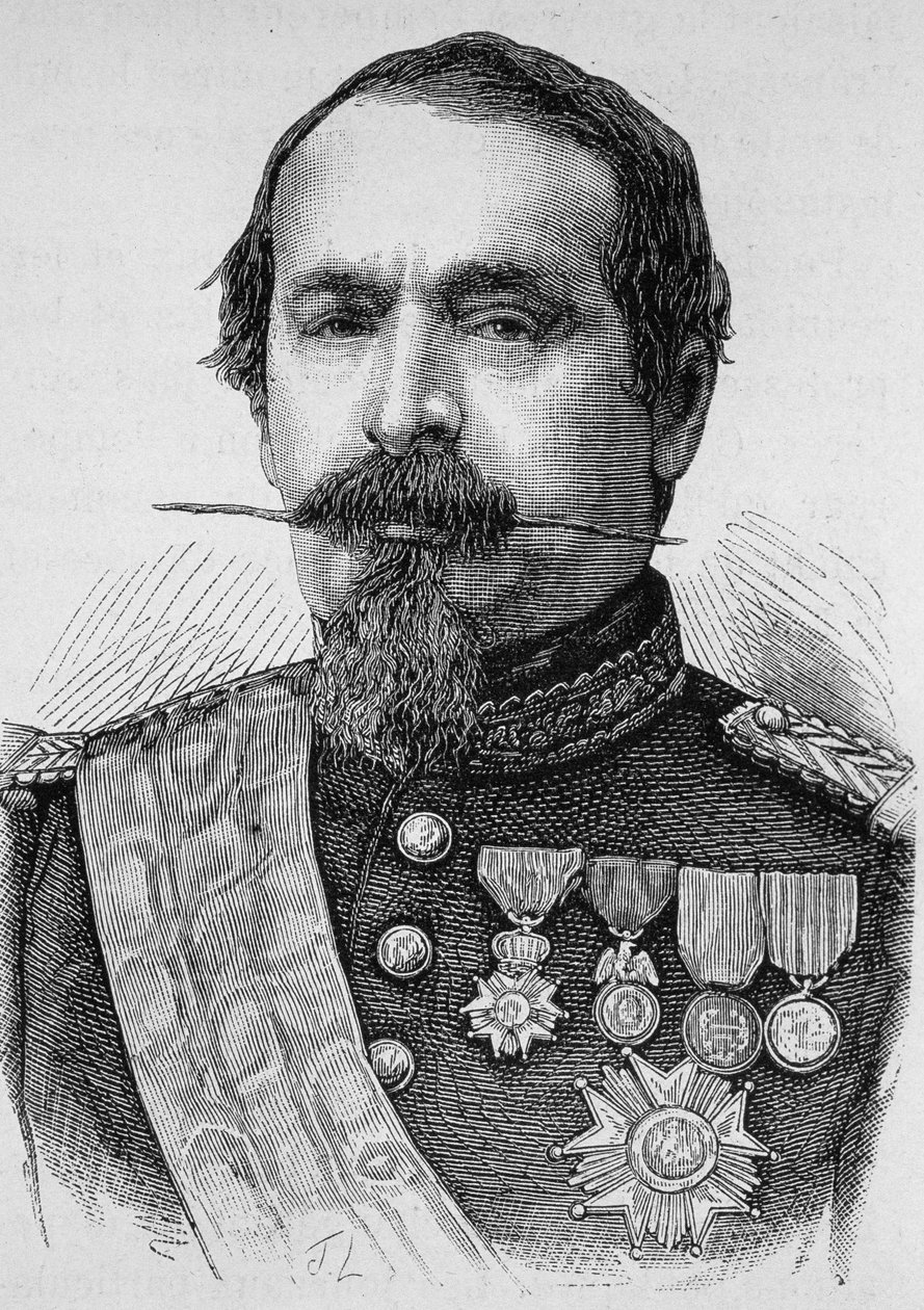 Portret van Napoleon III (1808 - 1873). Gravure uit het einde van de 19e eeuw in 