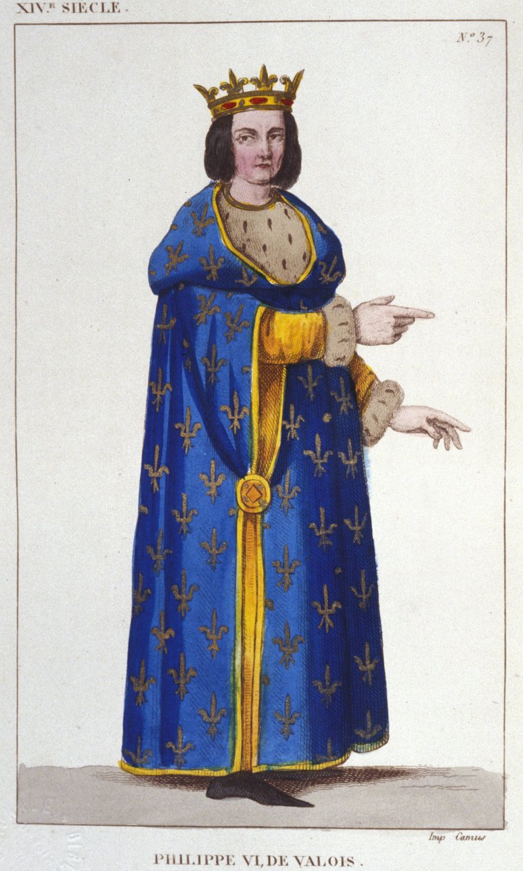 Portret van Filips VI van Valois (1293-1350) koning van Frankrijk. Gravure uit 1830 door Unknown artist