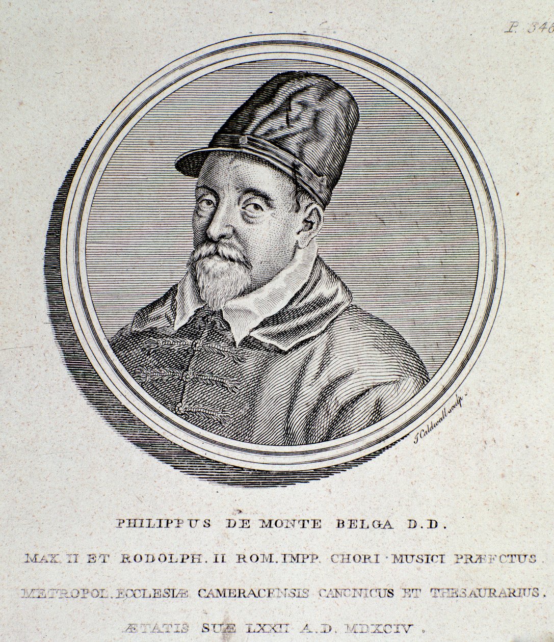 Portret van Philippe de Monte (gravure) door Unknown artist