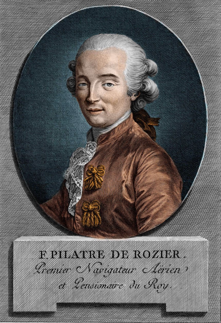 Portret van Pilâtre de Rozier (1756 - 1785), Franse natuurkundige en luchtvaartpionier (eerste reis in een heteluchtballon) door Unknown artist