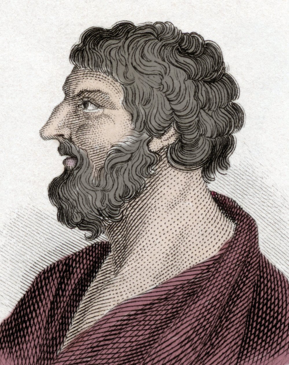 Portret van Pittacos van Mytilene, Griekse staatsman (650-570 v.Chr.) (gravure) door Unknown artist