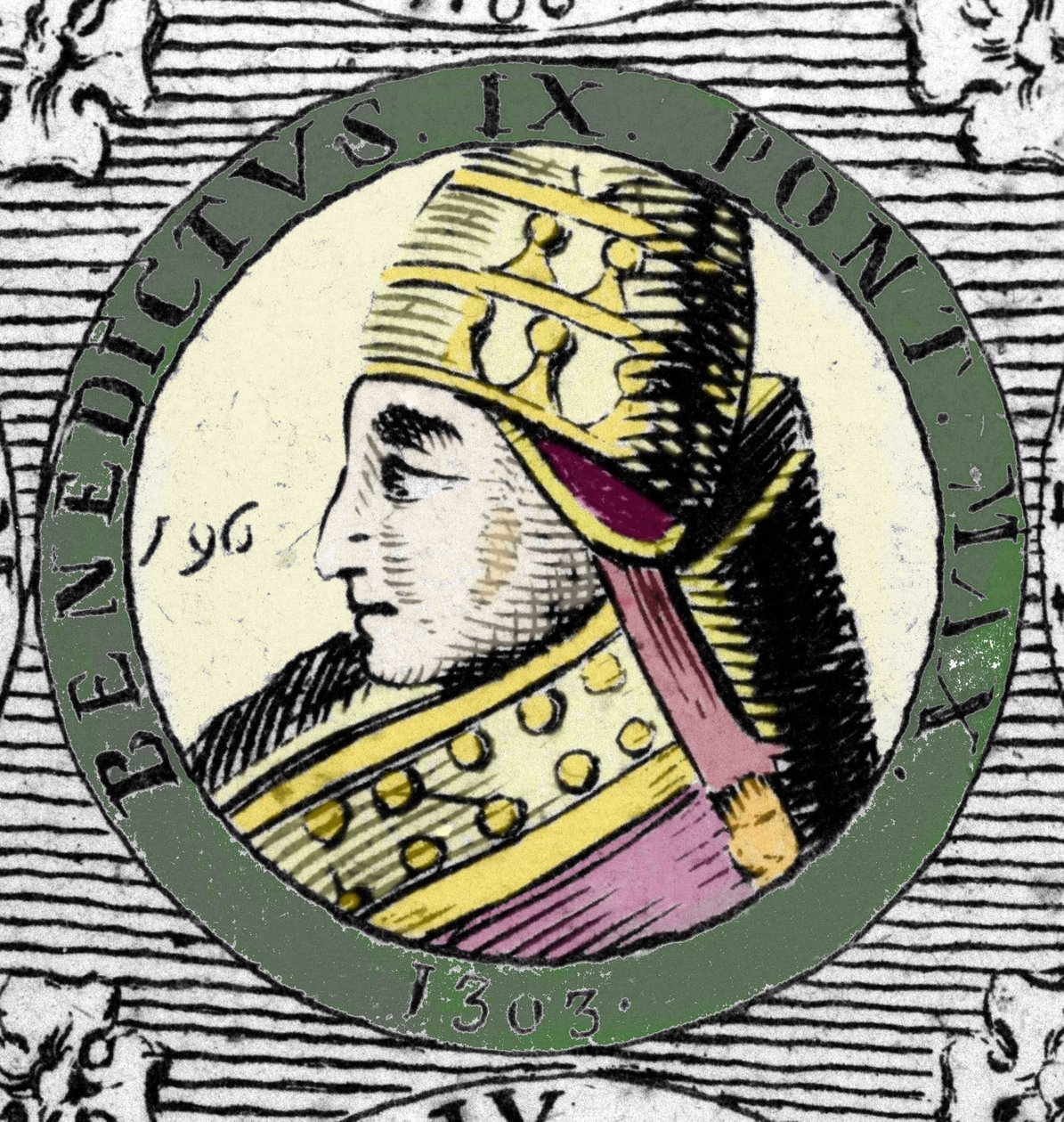 Portret van Paus Benedictus IX. Gravure uit de 19e eeuw door Unknown artist