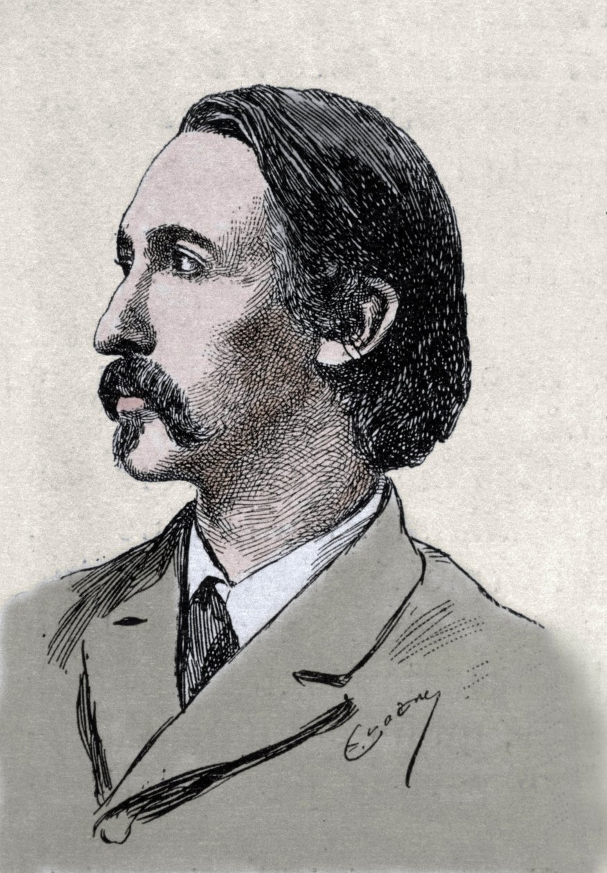 Portret van Robert Louis Stevenson (1850-1894), Britse schrijver door Unknown artist