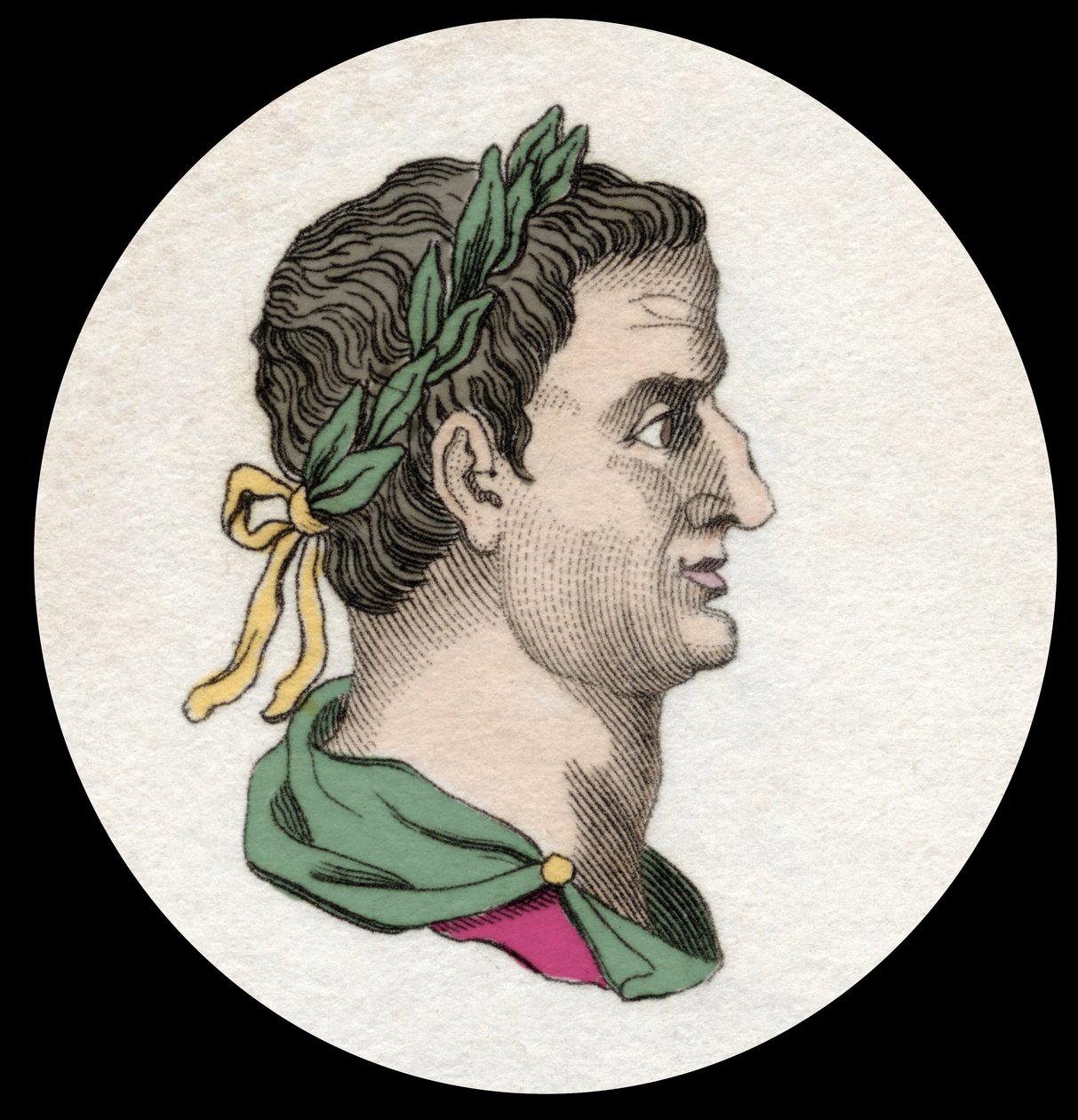 Portret van Servius Sulpicius Galba (3 v.Chr.-69 n.Chr.), Romeinse keizer. Gravure uit de 19e eeuw door Unknown artist