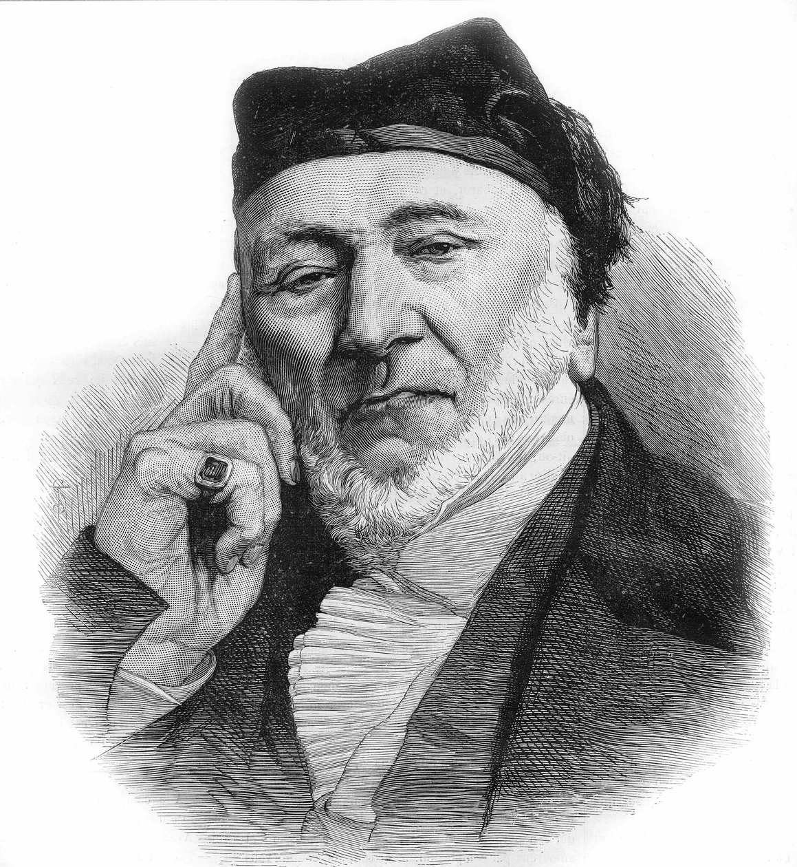 Portret van Sir Moses Montefiore (1784-1885), Engelse bankier en filantroop van Italiaanse afkomst. Gravure uit 1885. door Unknown artist