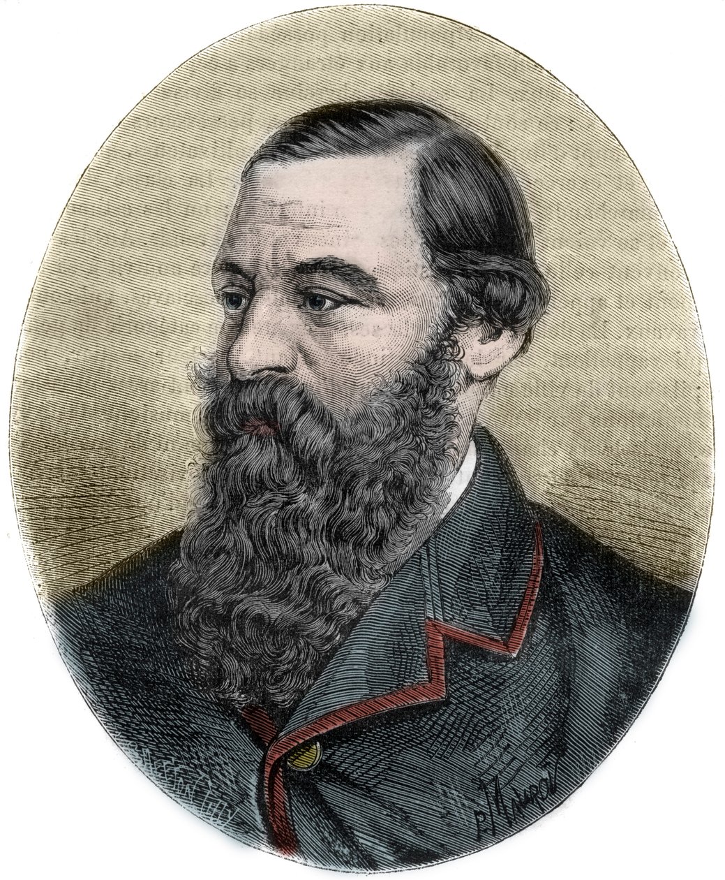 Portret van Sir Samuel Baker (1821-1893) (gravure uit 