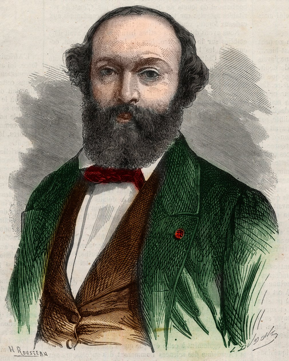 Portret van Theodore Rousseau (1812-1867), Franse schilder. Gravure in 