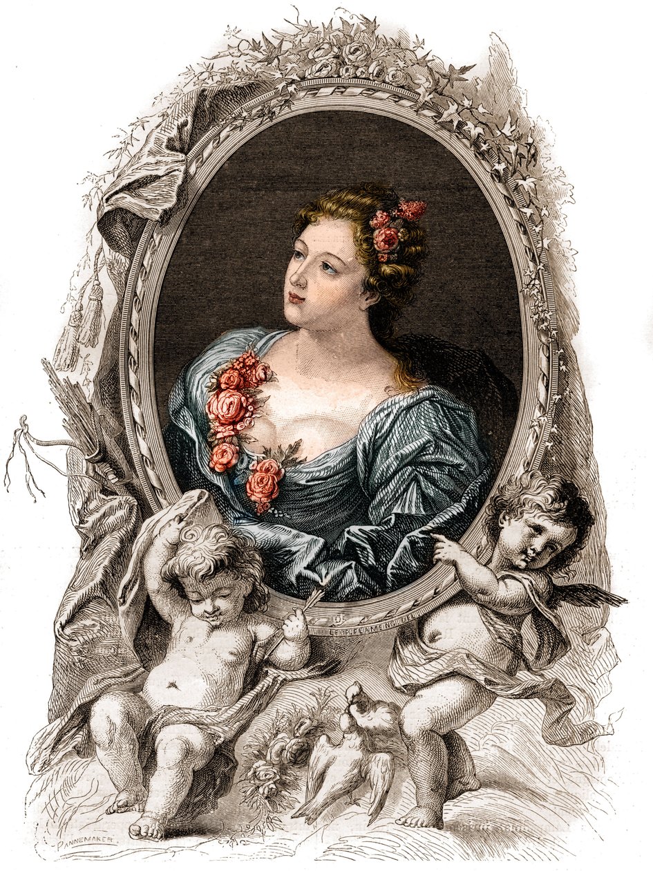 Portret van Theophano, Byzantijnse keizerin van de 10e eeuw. Gravure uit de 19e eeuw door Unknown artist