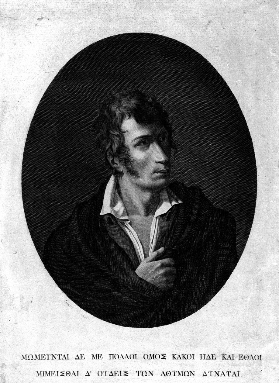 Portret van Ugo Foscolo (1778 - 1827) door Unknown artist
