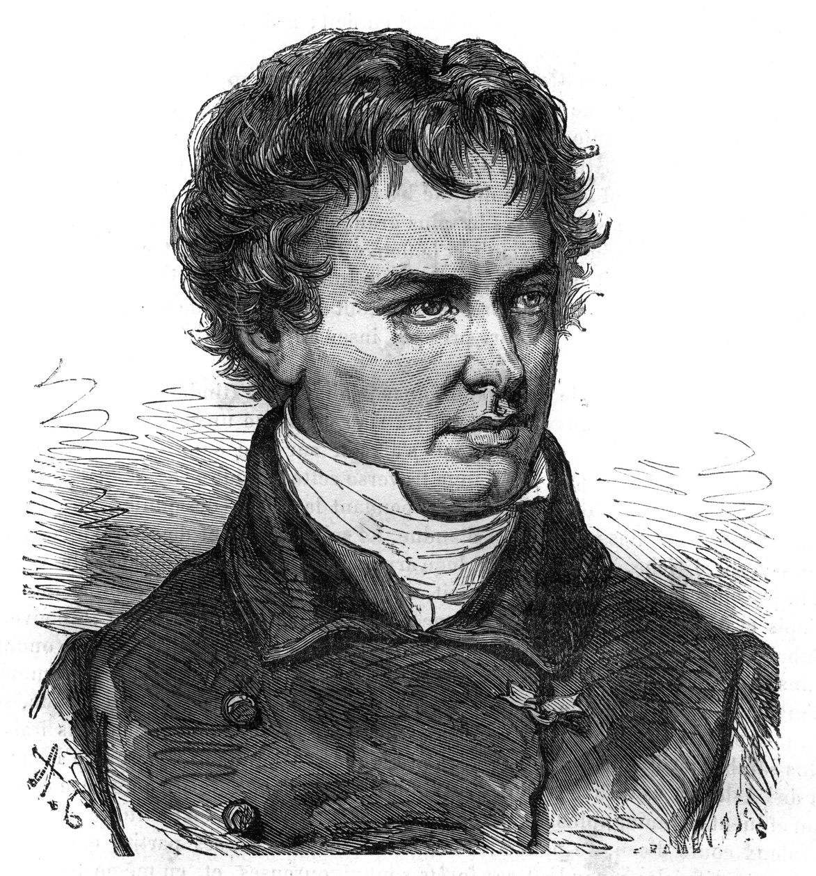Portret van Victor Jacquemont (1801 - 1832), Franse botanicus en reiziger - Gravure in 