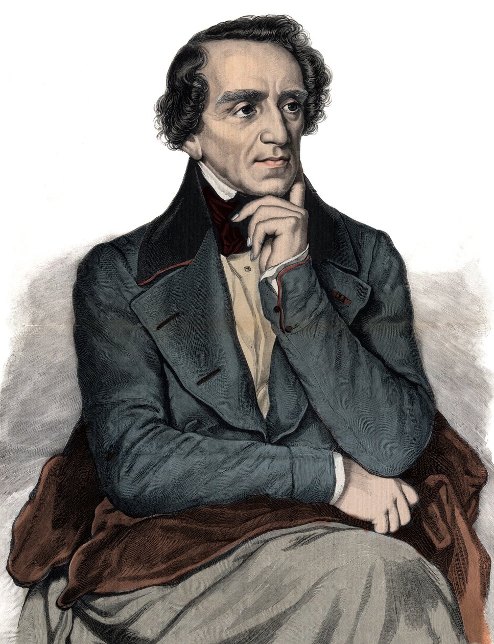 Portret van Engelse operacomponist Giacomo Meyerbeer - gravure door Unknown artist