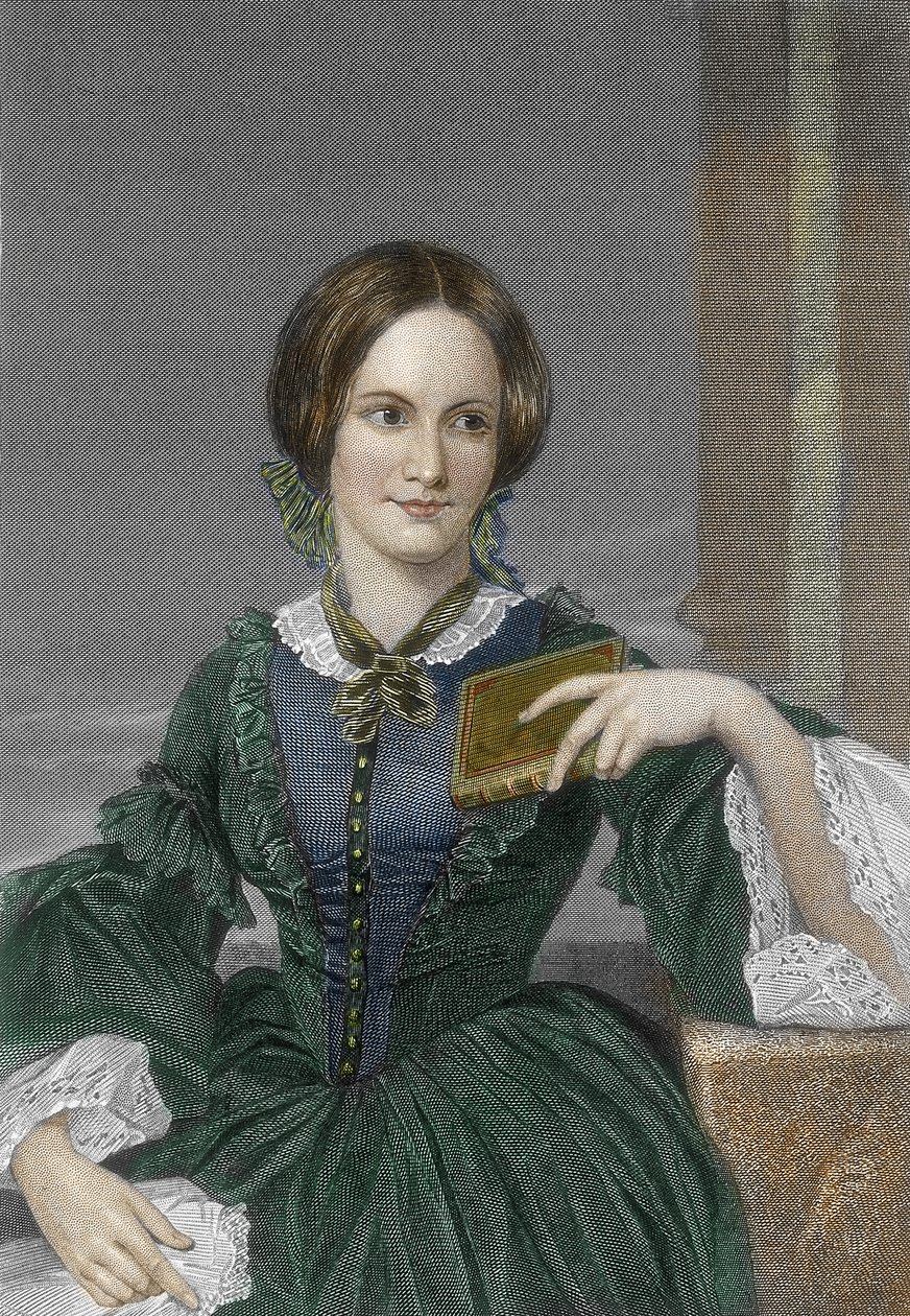 Portret van de Engelse romanschrijfster Charlotte Bronte (1816-1855) (Portret van Engelse schrijfster Charlotte Bronte) Gravure 19e eeuw Privécollectie door Unknown artist