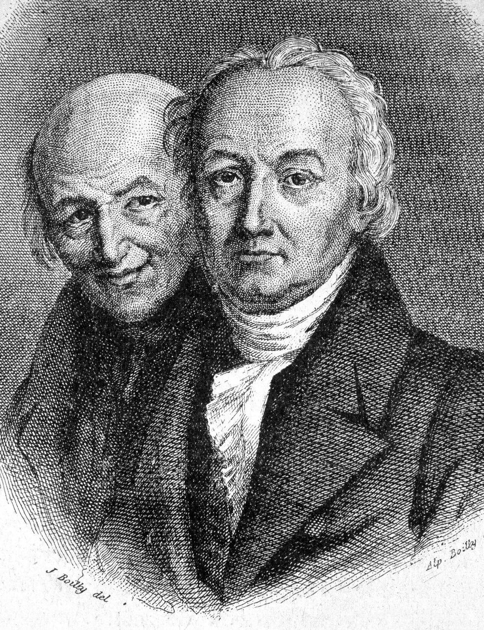 Portret van de gebroeders Hauy: Abbe René Just Hauy (1743 - 1822), Franse mineralogist, en Valentin Hauy (1745 - 1822), Franse pedagoog - in 