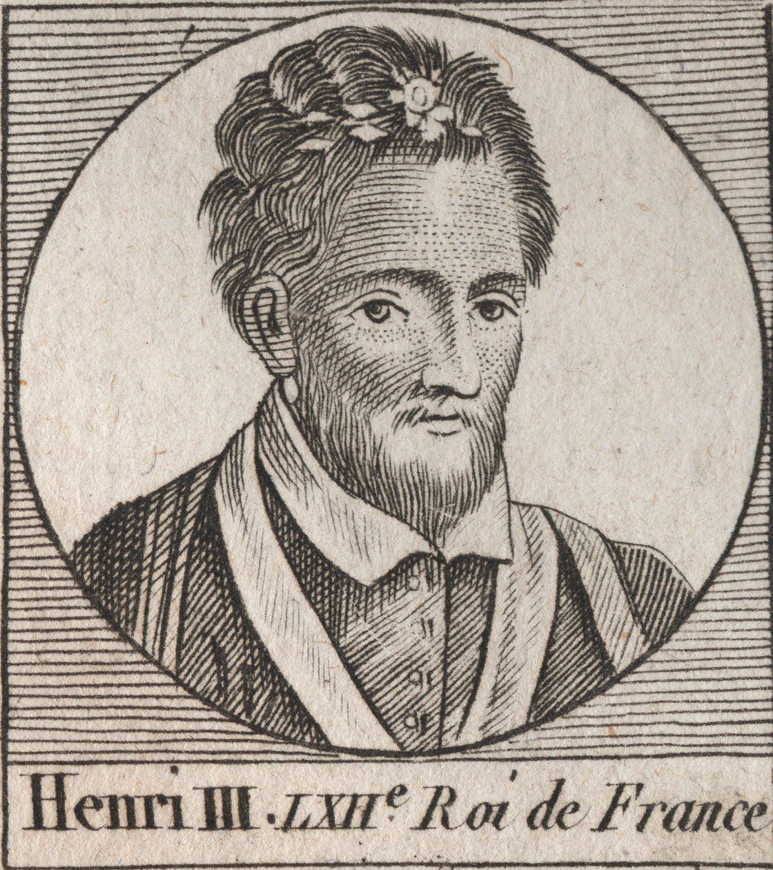 Portret van Hendrik III (1551-1589), koning van Frankrijk - gravure uit 