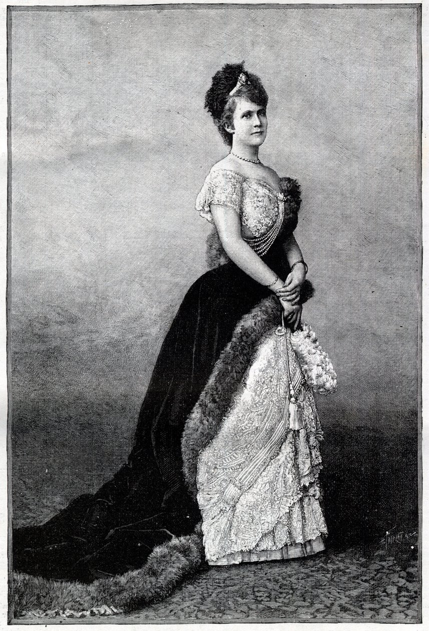 Portret van de koningin van Roemenië Elisabeth Pauline Ottilie Louise de Wied, bekend als Carmen Sylva (1843-1916), echtgenote van koning Karel I (gravure uit 1893) door Unknown artist