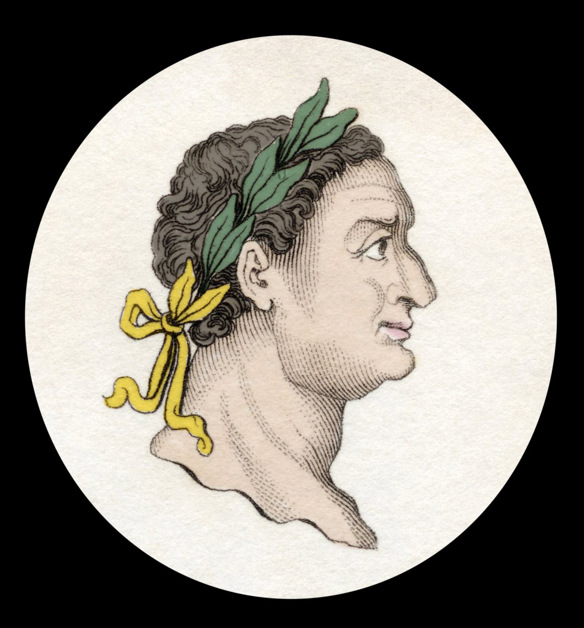 Portret van de Romeinse keizer Titus (39-81). (Titus Flavius Sabinus Vespasianus). Gravure uit de 19e eeuw. door Unknown artist